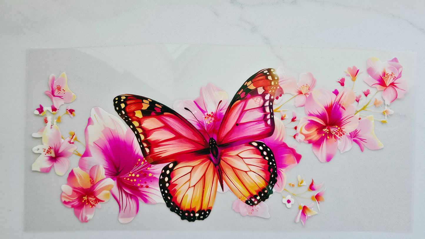 Pink Flowers with Butterfly