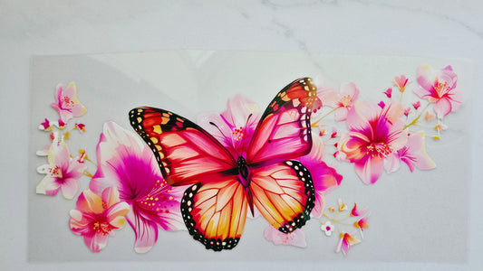Pink Flowers with Butterfly