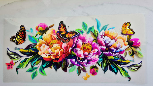Colorful Flowers with Butterflies
