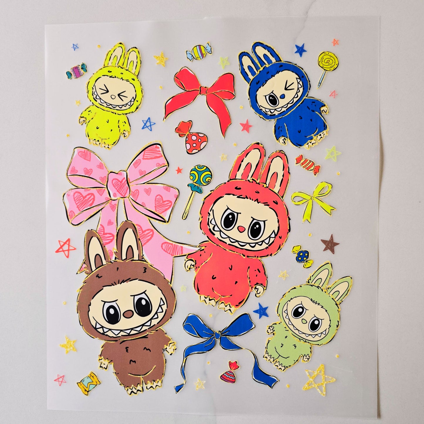 Multicolored Labubu with Bows