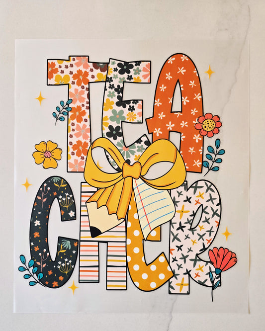 Floral Teacher with Pencil Bow