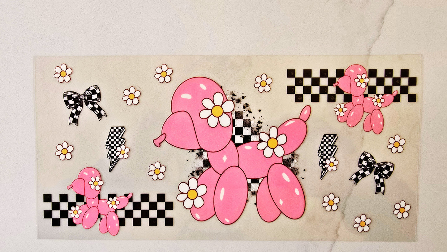 Pink Balloon Dog with Flowers