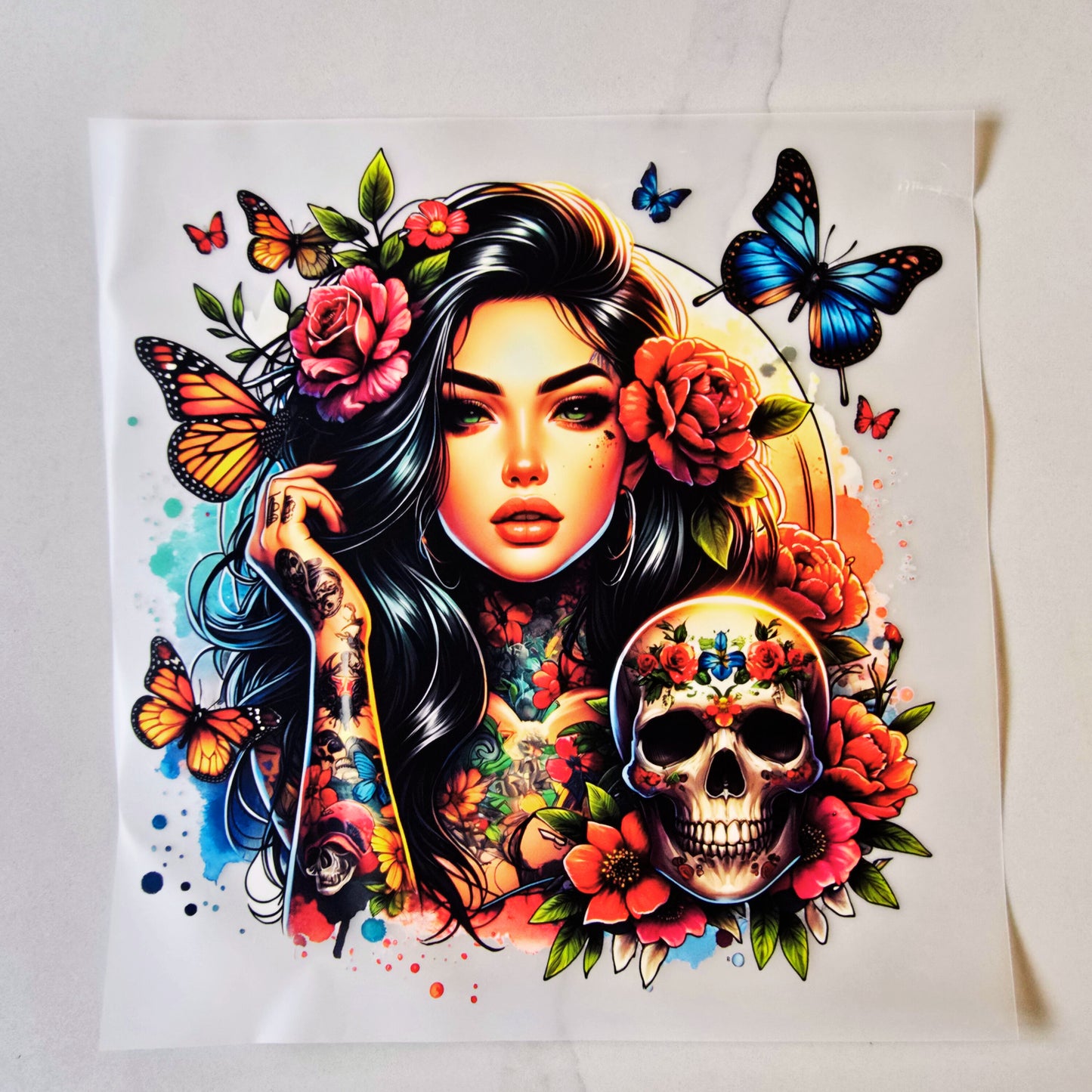 Tattoo Girl with Skull