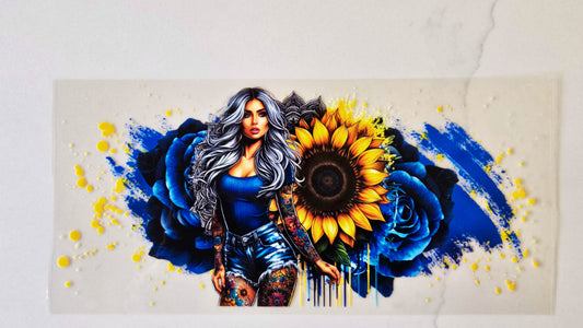 Tattoo Girl with Sunflower
