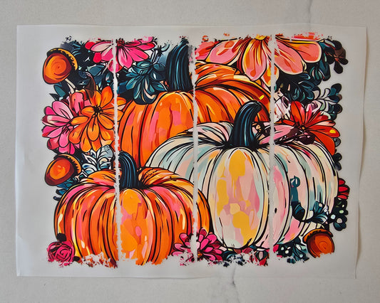 Pumpkins with Flowers