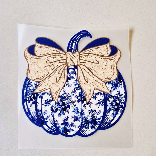 Blue Floral Pumpkin