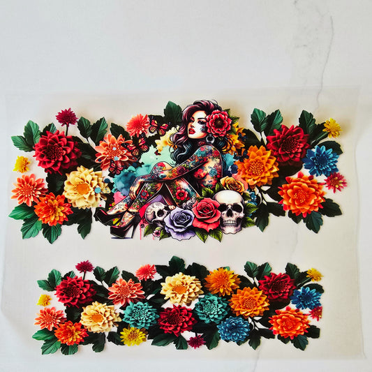 40oz Tattoo Girl with Flowers