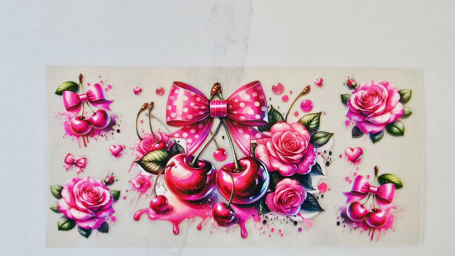 Cherries with Bows & Roses