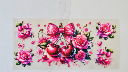 Cherries with Bows & Roses