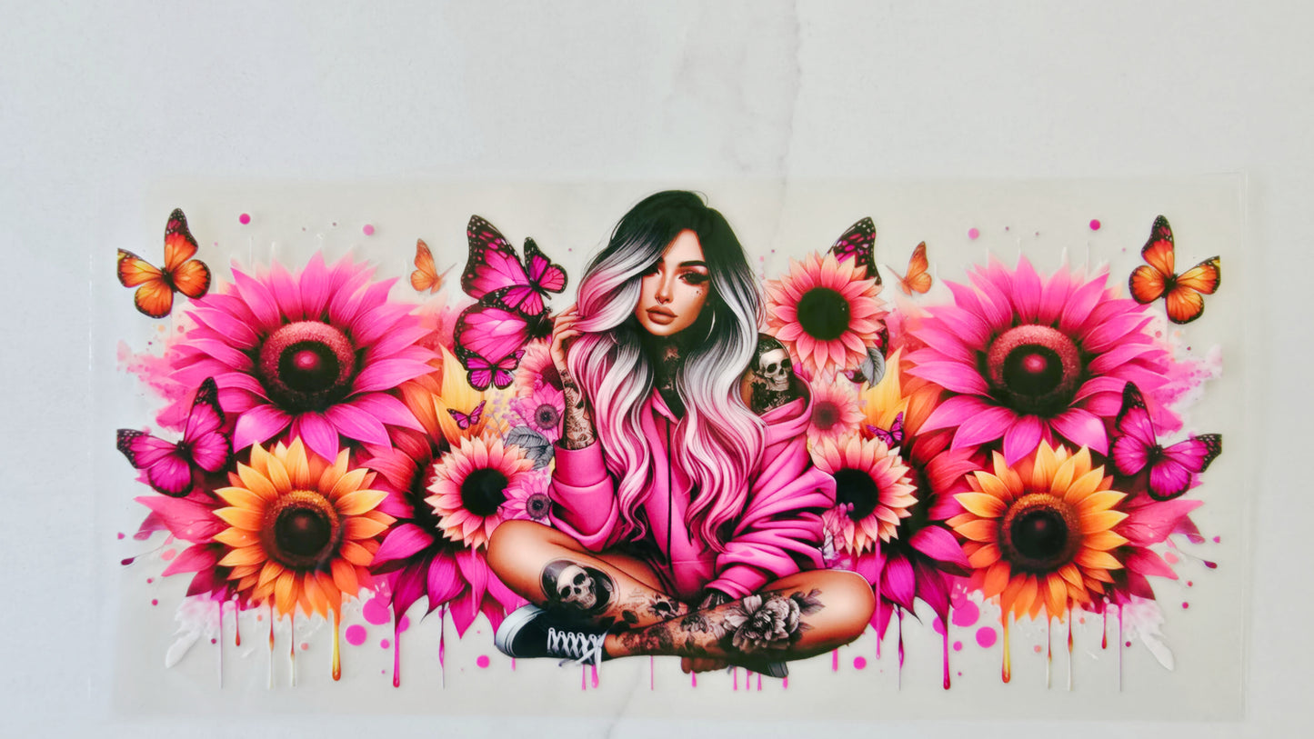 Pink Sunflower Tattoo Girl
