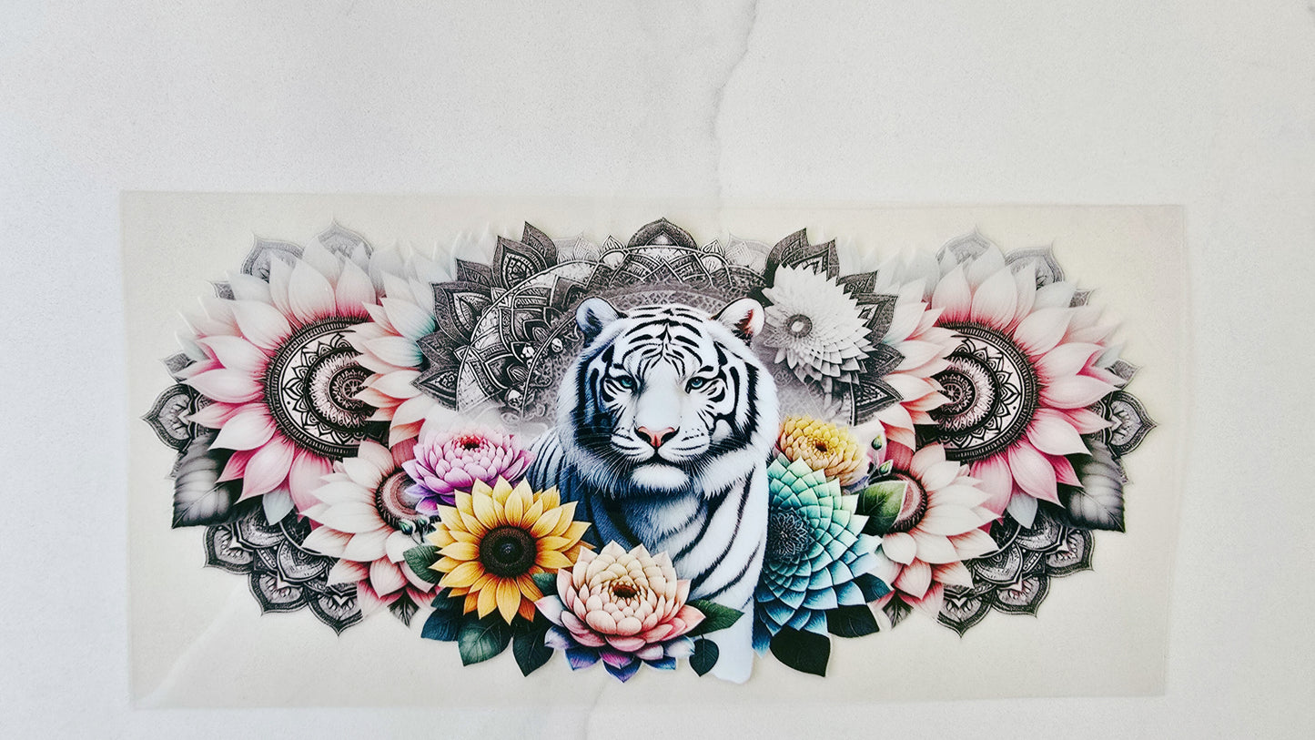 White Tiger with Flowers