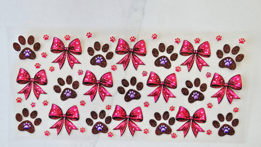 Pink Pawprints with Bows