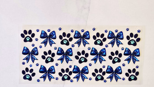 Blue Pawprints with Bows