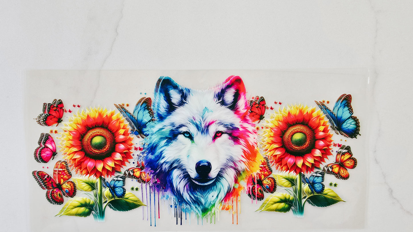 Wolf with Sunflowers