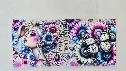 Floral Stronger Than the Storm Tattoo Girl