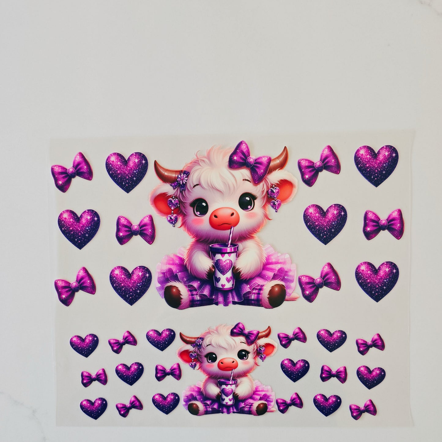40oz Purple Hearts Highland Cow