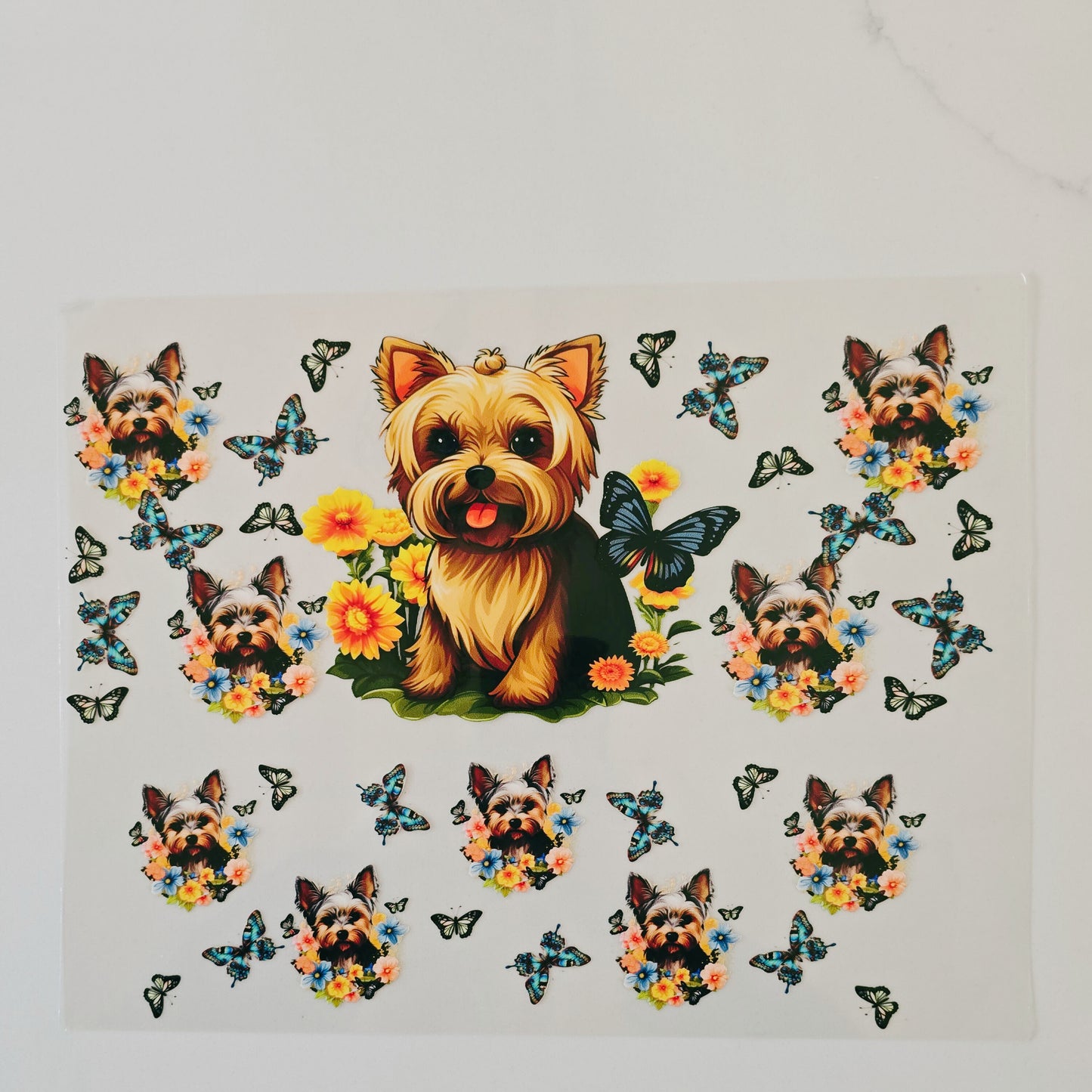 40oz Yorkie with Butterflies