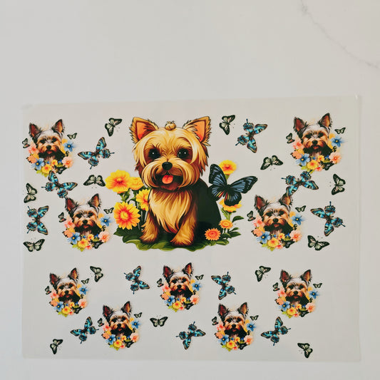 40oz Yorkie with Butterflies