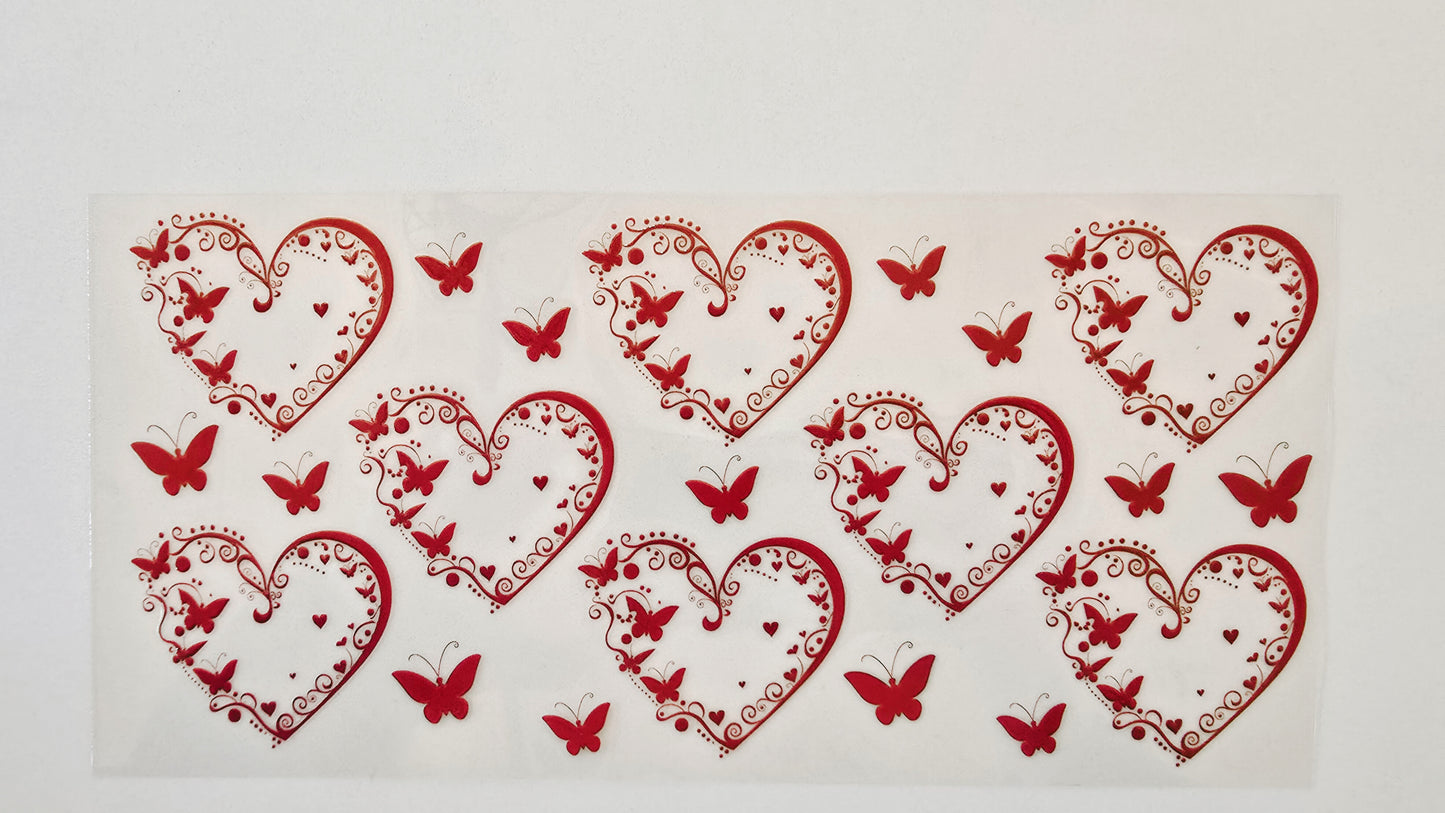 Red Hearts & Butterflies