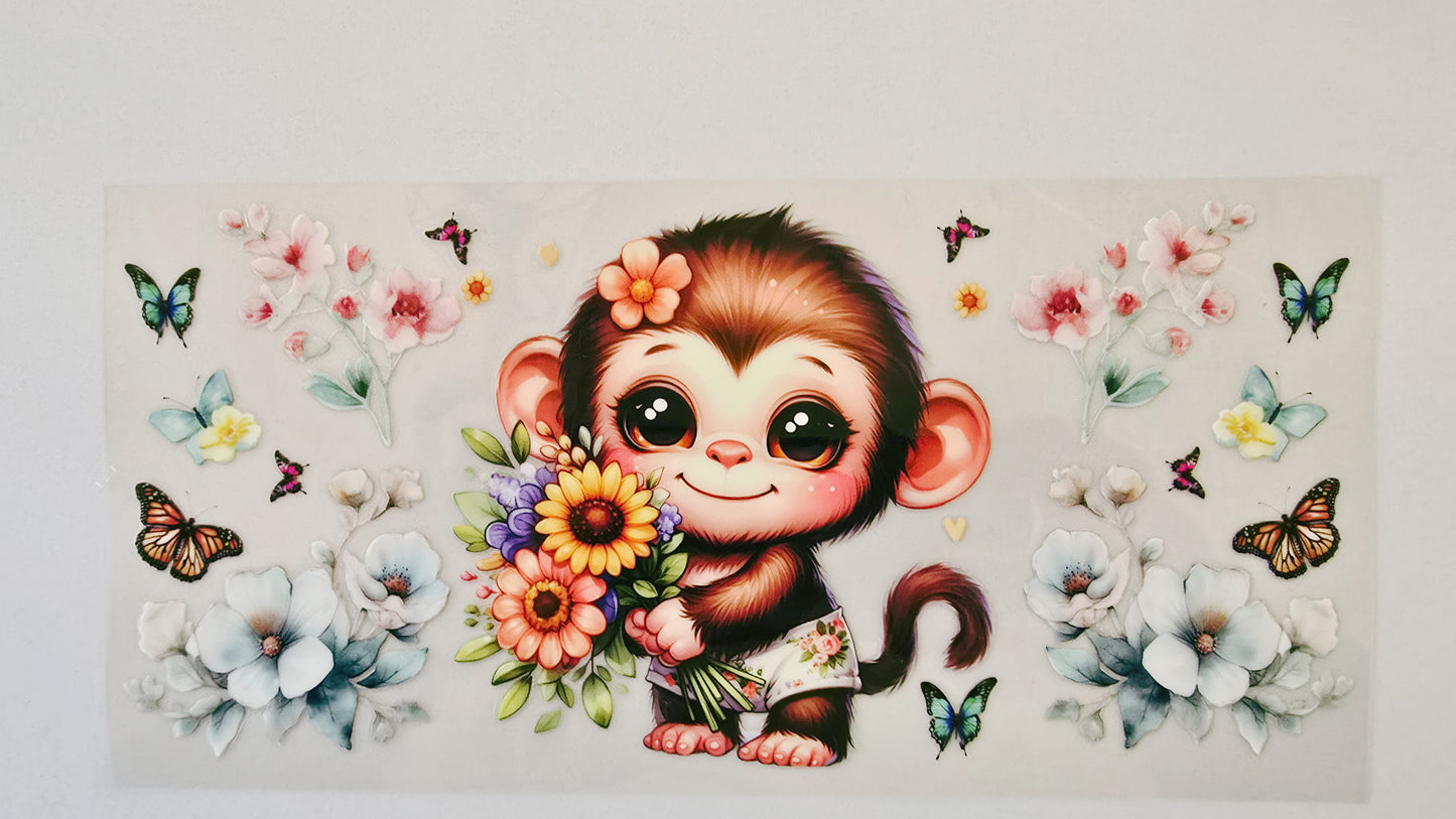 Baby Monkey with Flowers