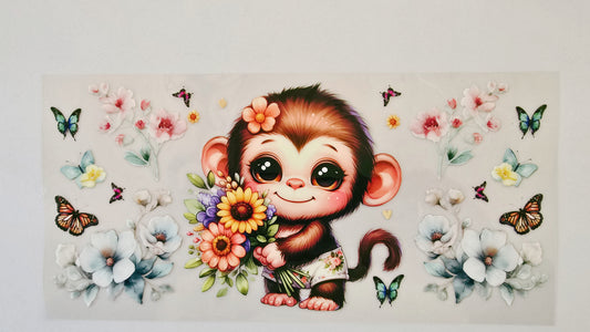 Baby Monkey with Flowers