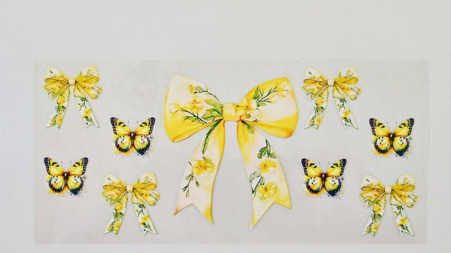 Yellow Bow with Butterflies