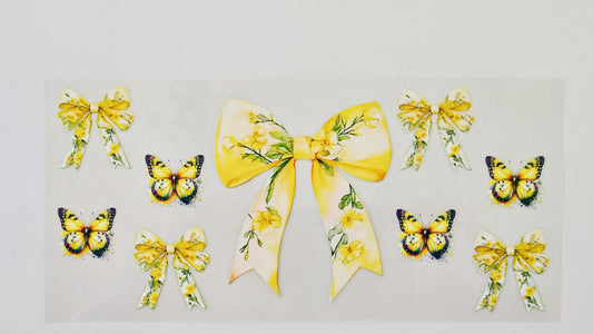 Yellow Bow with Butterflies
