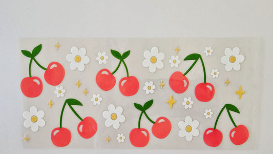 Cherries with flowers