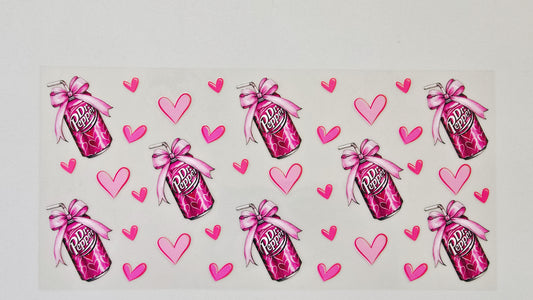 Pink Dr Pepper with Hearts