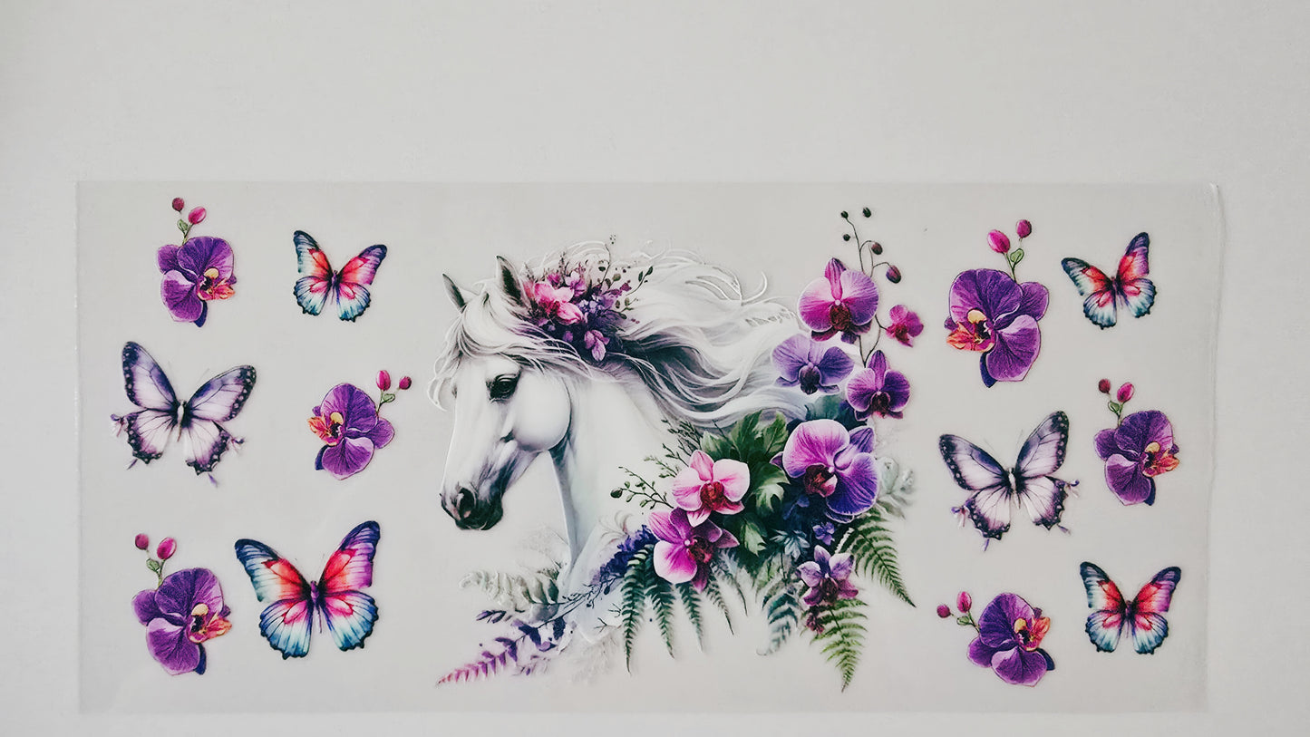 White Horse with Flowers
