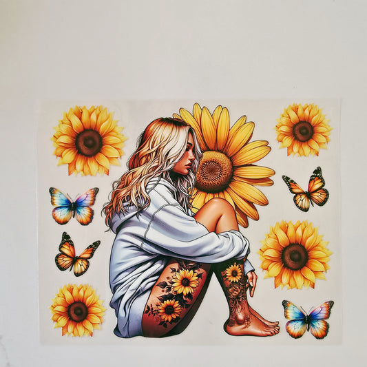 20oz Sunflower Tattoo Girl