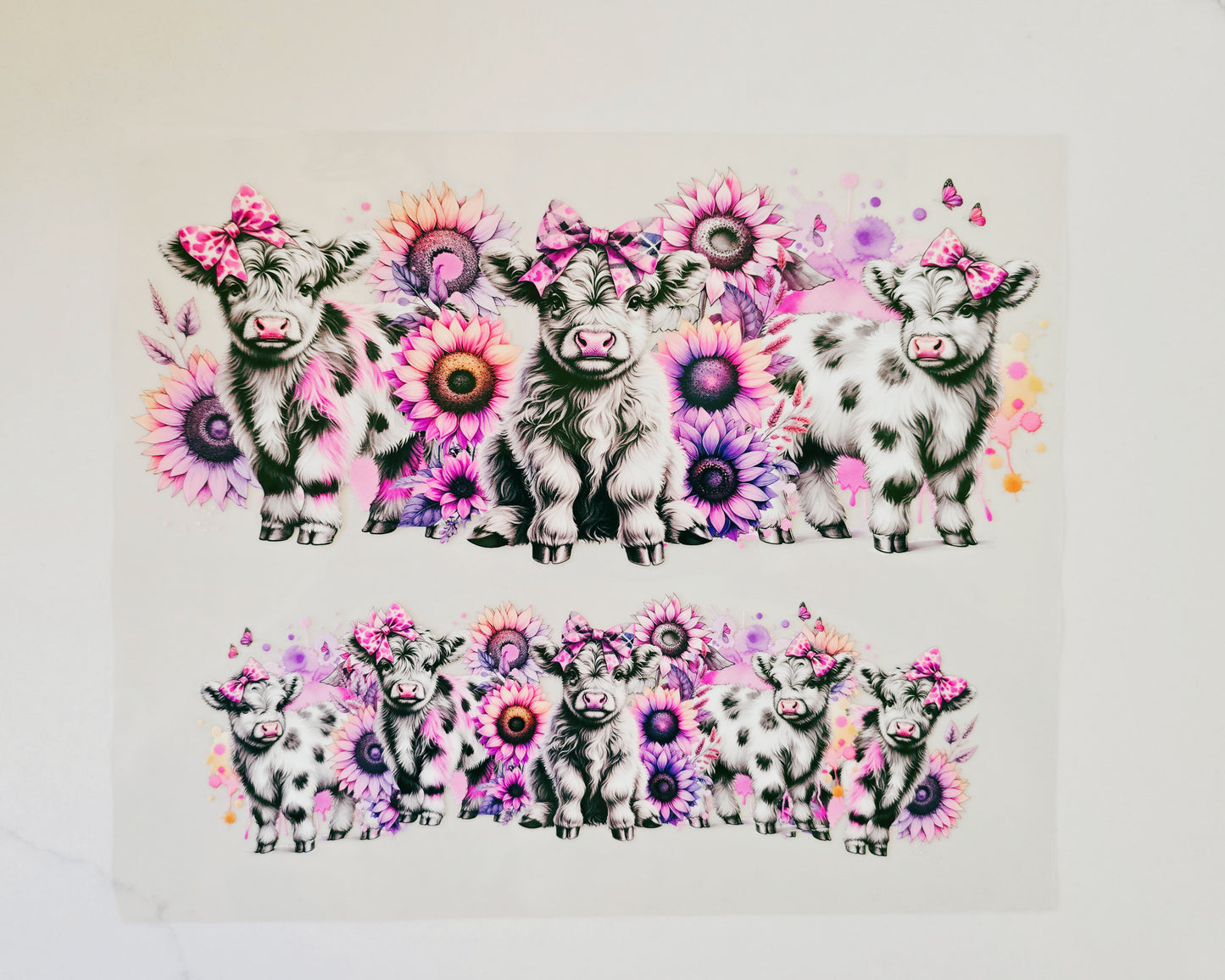 40oz Highland Cows with Sunflowers