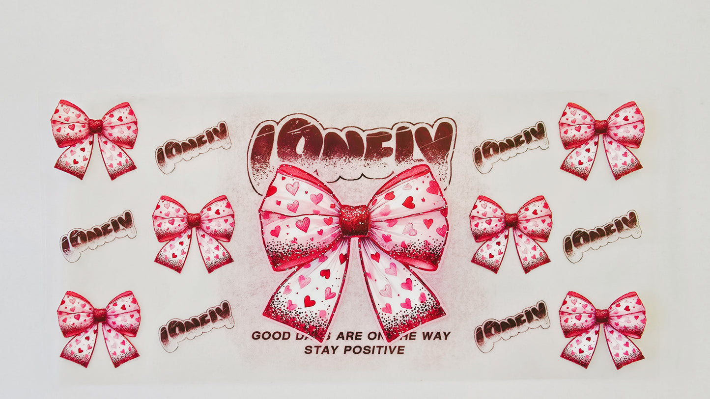 Pink Stay Positive Bow