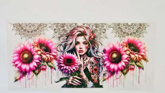 Pink Sunflower Tattoo Girl