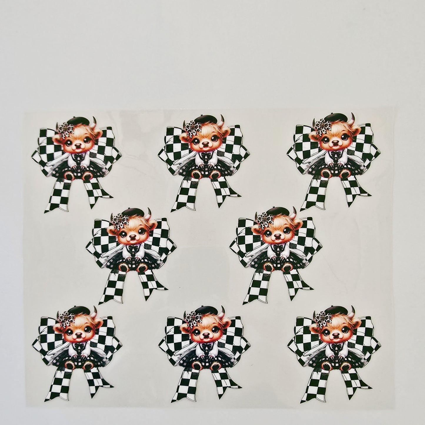 20oz Black & White Checkered Bows with Cows