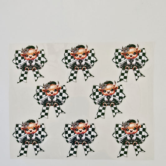 20oz Black & White Checkered Bows with Cows