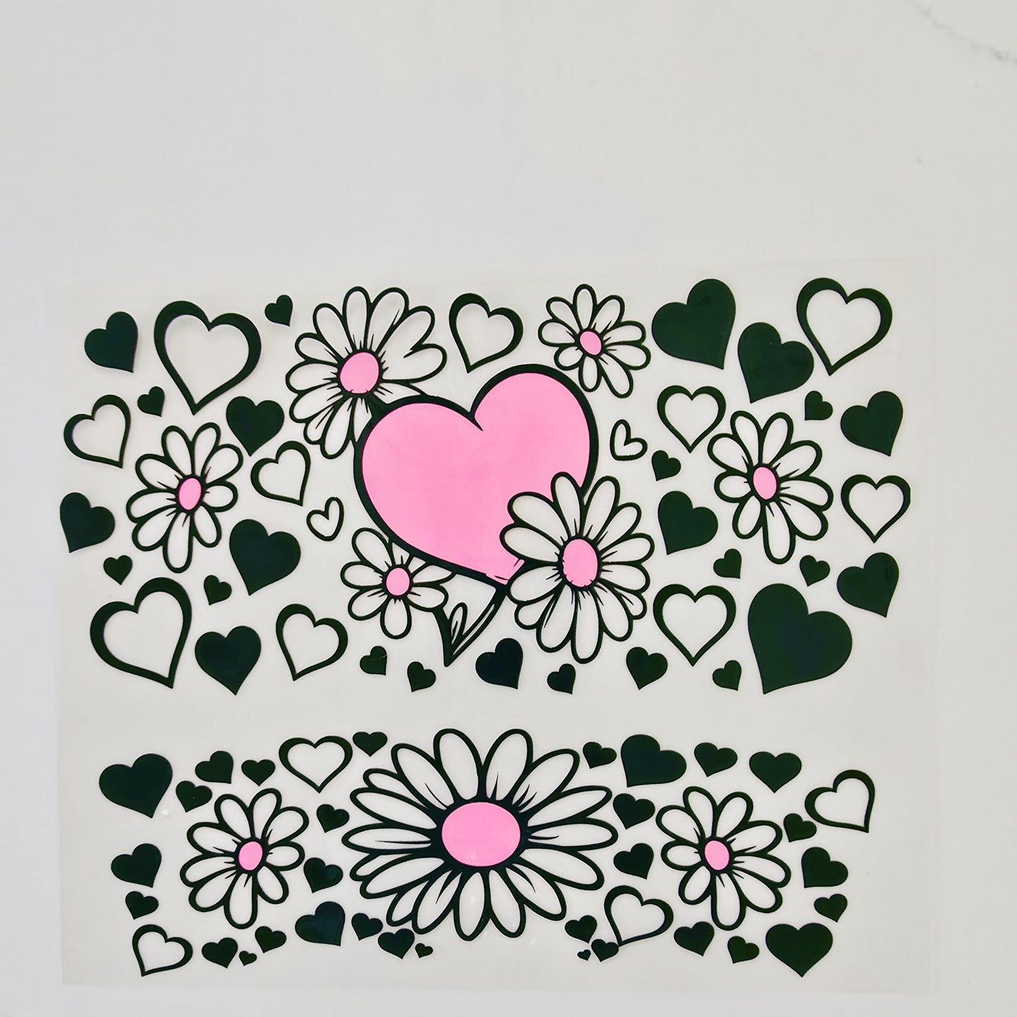 40oz Black & Pink Hearts with Flowers