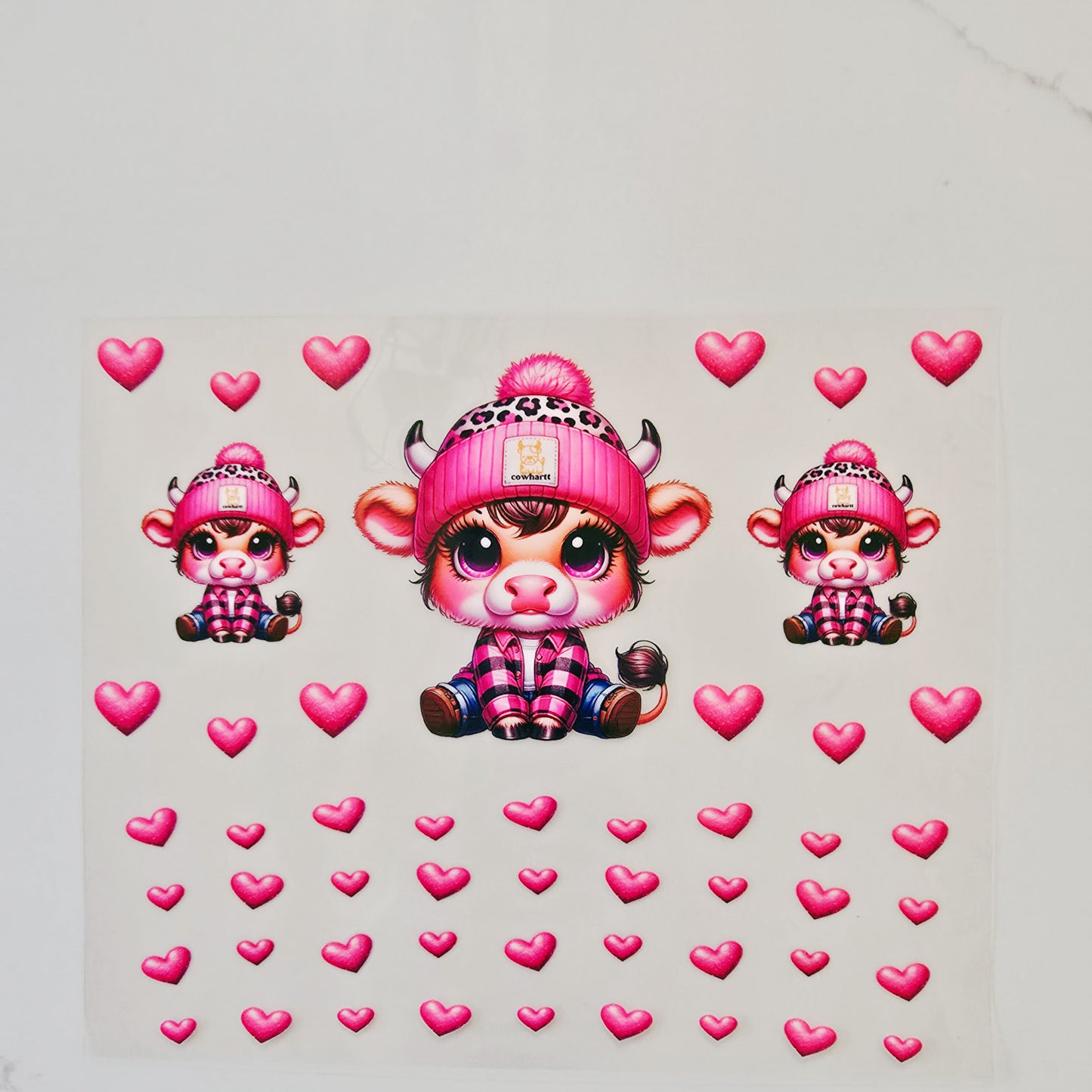 40oz Pink Heart Highland Cow