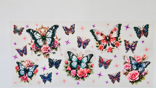 Multicolored Butterflies & Flowers
