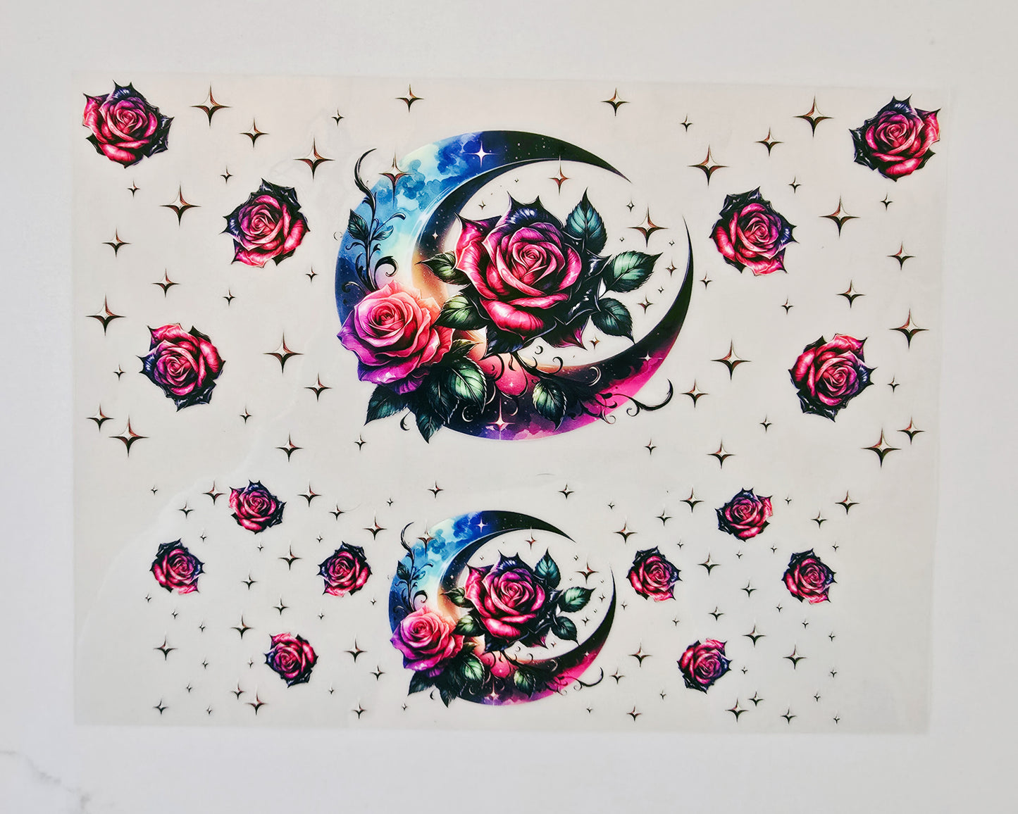 40oz Half Moon & Roses