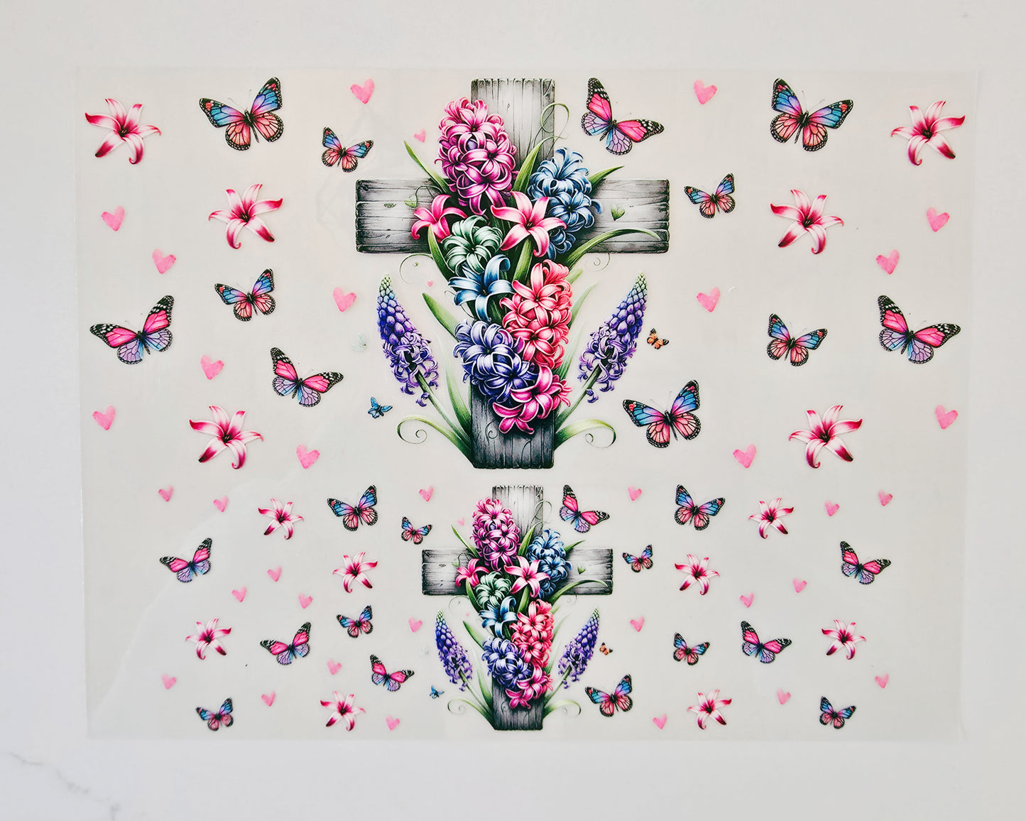 40oz Floral Cross