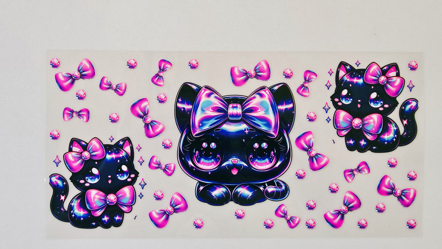 Black Kitty with Pink Bows