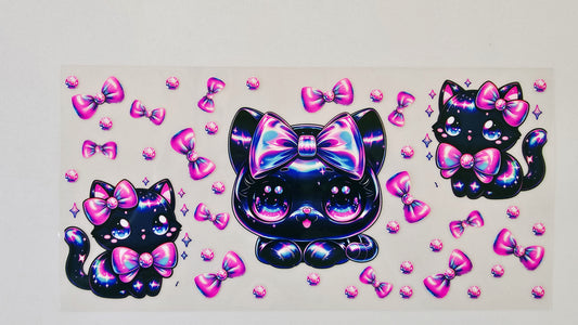 Black Kitty with Pink Bows