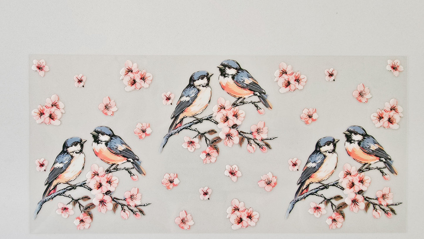 Blue Birds with Flowers
