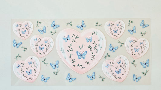 Pink Hearts with Butterflies