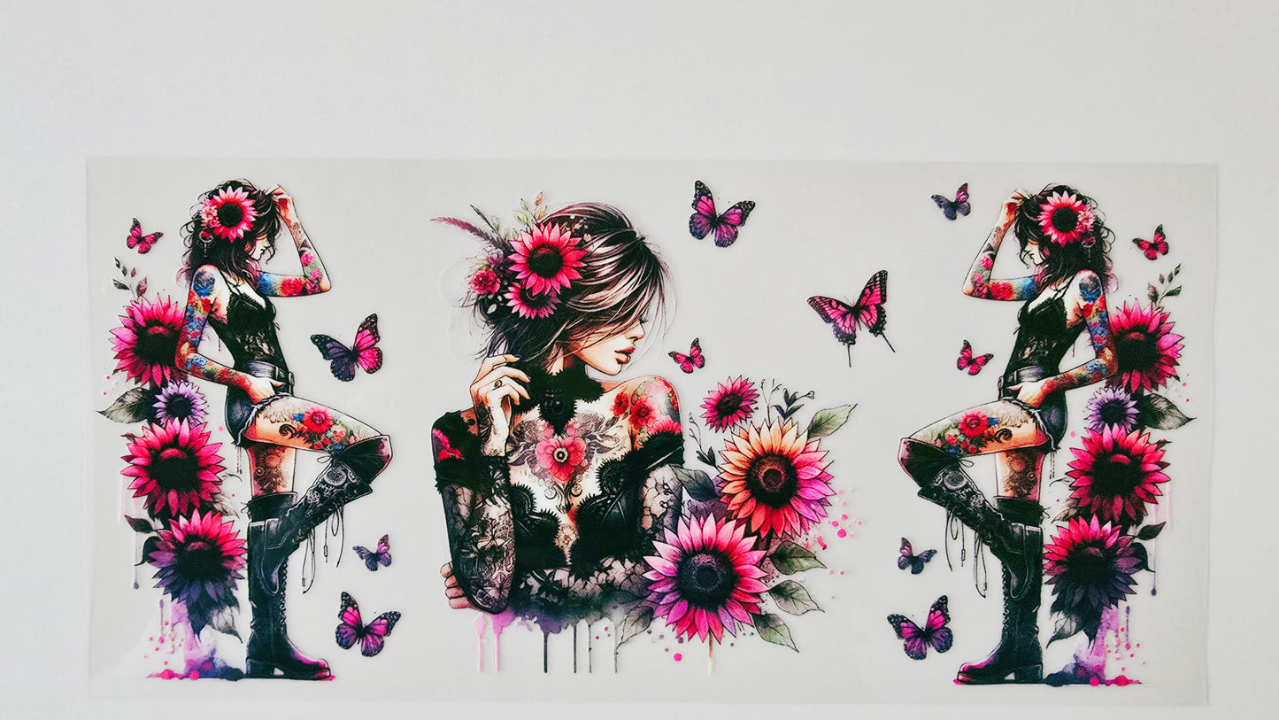 Pink Sunflower Tattooed Girl
