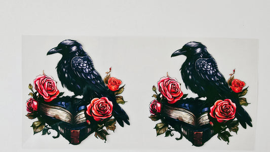 Black Crow with Books & Roses