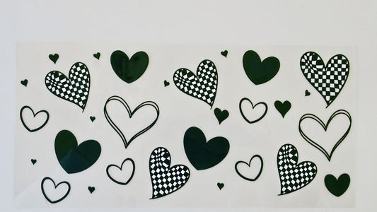 Checkered & Black Hearts