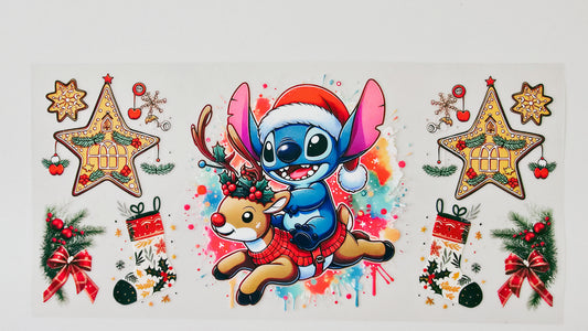 Stitch Riding a Reindeer