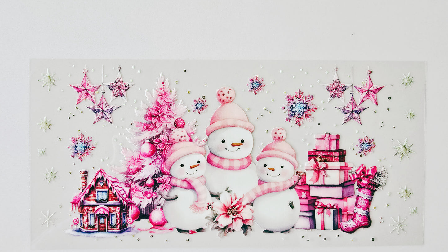 Pink Snowman Family